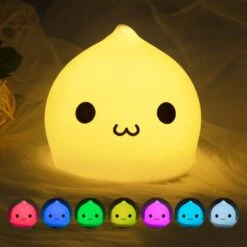 Litake Cute Night Light, Battery Night Lights For Kids, Silicone Tap Light, Baby Toddler Kids Night Lights For Bedroom Christmas Birthday Gifts, Warm White/ Single Color/7 Color Breathing Modes