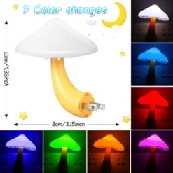 20 Pcs LED Color Changing Mushroom Night Light, Cute 7 Color Sensor Mushroom Shaped Plug In Lamp, Christmas Mushroom Gift, Decorative Mushroom Light Decor For Kids Adults Room Bedroom Thanksgiving -Xmas Lighting Shop 61WTkFE3SL. AC SL1500