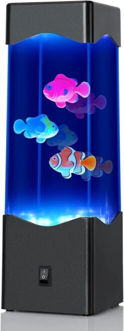 Gifts For Kids Adults, Multi-Color Fake Fish Lava Lamp, USB Powered Aquarium Night Lights, Home Office Room Desktop Decoration, Gift For Christmas, Birthdays, Halloween, Holidays