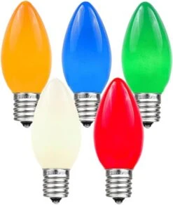 Novelty Lights 25 Pack C9 Ceramic Outdoor Christmas Replacement Bulbs, Multi, E17/C9 Intermediate Base, 7 Watt