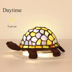 MOOVIEW Tiffany Lamp Stained Glass Tiffany Turtle Shaped Night Light LED Bulb Included(2700K, E12) Christmas Gift -Xmas Lighting Shop 61WaEtpBoL. AC SL1500