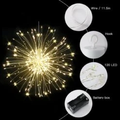 Techip 4PCS 120LED Starburst Lights Battery Operated Hanging Fairy Star Sphere Lights With Remote Waterproof Hanging Ceiling Decorations For Bedroom Wedding Party Christmas, Warm White -Xmas Lighting Shop 61X7SPyaoFL. AC SL1300