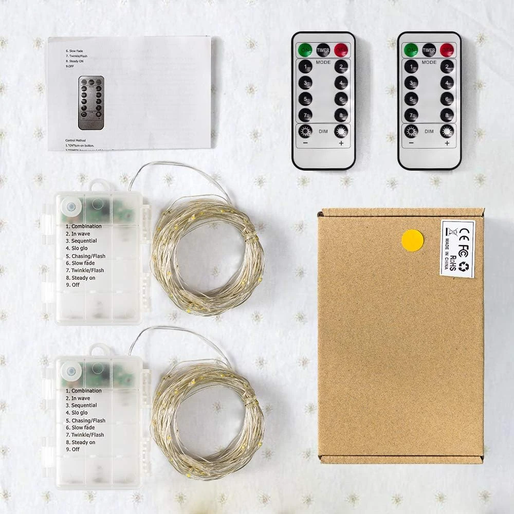 Cosumina 2 Pack 33Ft 10M Battery Powered Fairy Lights Indoor String Light Twinkle Lights With Remote For Wedding Garden Party Decorative Lighting Christmas Light Decoration Warm White 9 Cosumina 2 Pack 33Ft 10M Battery Powered Fairy Lights Indoor String Light Twinkle Lights With Remote For Wedding Garden Party Decorative Lighting Christmas Light Decoration Warm White - Image 9