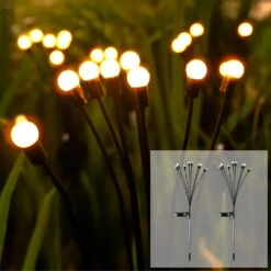 Pelican Mate Firefly 8 LED Solar Powered Garden Lights, Swaying Starburst Light Outdoor Waterproof For Pathway Yard Patio Landscape Christmas Decorative, Warm White 2PACK