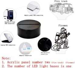 3D Lamp LED Fire Truck Nightlights Or Firemen Shape Sleeps Touch Lamp Night Light Dimmable 7 Color Visual Light Kids Bedside Nightlight Firemen Decor Christmas Kids' Room Fire Truck Room Gift -Xmas Lighting Shop 61XgZJz665L. AC SL1000