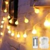 Tasodin LED Globe String Lights Battery Operated 20FT 50LED Fairy Lights With 8 Lighting Modes, Hanging Lights For Bedroom Dorm Patio Garden Christmas Party, Warm White