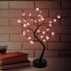 KOXHOX Cherry Blossom Tree Lamp, Bonsai Tree Light With 36 LED Japanese Decor Flower Lights, Battery/USB Plug Operated, Table Lamp For Bedroom Home Christmas Party Decoration
