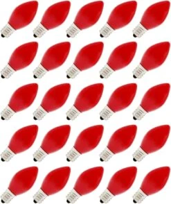 Creative Hobbies® Box Of 25 Light Bulbs, Ceramic Opaque Red, Steady Burning, 7 Watt, C7 Candelabra Base -Great For Night Lights, Decorative Lights And Christmas Strings