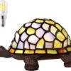 MOOVIEW Tiffany Lamp Stained Glass Tiffany Turtle Shaped Night Light LED Bulb Included(2700K, E12) Christmas Gift