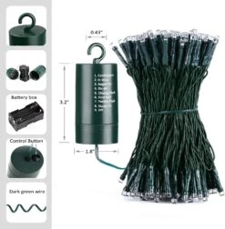 Joomer Battery Chrismas Lights, 66ft 200LED Fairy Lights Battery Operated Timer 8 Modes Waterproof For Outdoor Home Garden Party Holiday Christmas Trees Decoration (Multicolor) -Xmas Lighting Shop 61Zy4Q0uTkL. AC SL1000