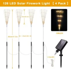 AOFLICT Solar Garden Lights, 4 Pack 126 LED Solar Firework Lights With Remote, 8 Lighting Modes Garden Firework Lights Outdoor Waterproof For Pathway, Backyard, Christmas, Party Decor (Warm White) -Xmas Lighting Shop 61aEhOzw6lL. AC SL1500