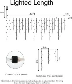 Icicle Lights Outdoor, 33 FT 384 LED 8 Modes Icicle Christmas Lights With 72 Drops, Icicle String Lights With Remote &Timer, Waterproof Fairy Lights For Indoor Patio Tree House Decor, Warm White -Xmas Lighting Shop 61b3nuNDA8L. AC SL1500