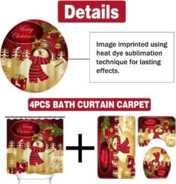 Novobey 4 Pcs Merry Christmas Shower Curtain Sets With Non-Slip Bathroom Rugs, Lid Toilet Cover, Bath Mat, Shower Curtain Christmas Bathroom Decor -Xmas Lighting Shop 61b4nb1AtQL. AC SL1001