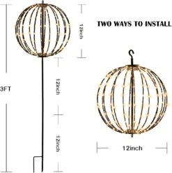 ZHOUDUIDUI 12" Outdoor Hanging LED Light Balls, Garden Pathway Lights Christmas Metal Globe Lights Warm White 160LED For Outdoor Garden Tree Patio Yard Porch Backyard Pathway Christmas Decor (1Pack) -Xmas Lighting Shop 61c3HXf8OKL. AC SL1500