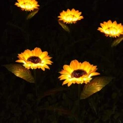 Upgraded 4-Flower Solar Sunflower Lights Outdoor Decor, Waterproof Decorative Artificial Flower Solar Lights For Christmas Summer Memorial Cemetery Grave Yard Patio Garden Flowerbed Gravesite Decor -Xmas Lighting Shop 61cHxjspKWS. AC SL1500