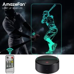 AmazeFan Baseball Night Light For Kids - 3D Baseball Night Lamp 7 Colors Optical Illusion Touch & Remote Control With 2 Acrylic Flats Best Birthday Christmas New Year Gifts For Boys Girls Baby -Xmas Lighting Shop 61co4xF1uEL. AC SL1000