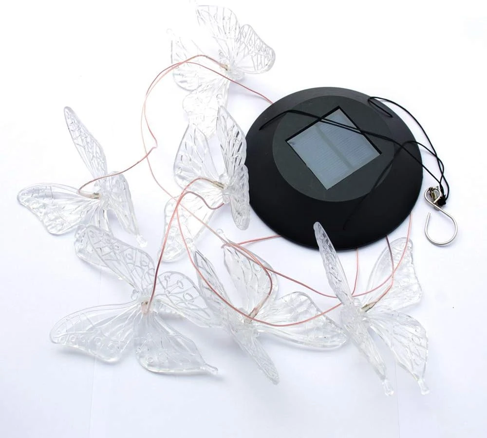 Butterfly Solar Light, Epicgadget Solar Butterfly Wind Chime Color Changing Outdoor Solar Garden Decorative Lights For Walkway Pathway Backyard Christmas Decoration Parties (Clear Wing Butterfly) 5 Butterfly Solar Light, Epicgadget Solar Butterfly Wind Chime Color Changing Outdoor Solar Garden Decorative Lights For Walkway Pathway Backyard Christmas Decoration Parties (Clear Wing Butterfly) - Image 5