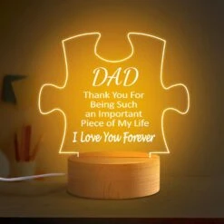 Vihugy Gifts For Dad, Dad Birthday Gifts, Dad Gifts From Daughter Son, Fathers Day Engraved Acrylic Night Light Gifts For Dad, Birthday Gifts For Dad, Christmas Gifts For Dad, Wooden Base