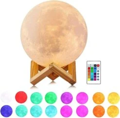 LOUHH Moon Lamp, Moon Night Light - 5.9 Inch 3D LED Moon Light Intelligent Remote Control 16 Color Moon Lamp For Christmas Gifts, Children's Room Decoration, Children's Day Gifts