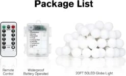 Tasodin LED Globe String Lights Battery Operated 20FT 50LED Fairy Lights With 8 Lighting Modes, Hanging Lights For Bedroom Dorm Patio Garden Christmas Party, Warm White -Xmas Lighting Shop 61enKbPkAyL. AC SL1500