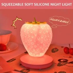 Ritammi Strawberry Night Light, Cute Silicone Strawberry Lamp, Bedside Color Changing Lamp, LED Cute Night Light, 3 Modes Touch, For Birthday, Christmas (Pink) -Xmas Lighting Shop 61eoQtSKpWL. AC SL1001