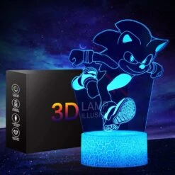 3D Hedgehog Anime Night Light -LED Illusion Lamp 16 Color Change Decor Table Lamp With Remote Control, Creative Birthday Christmas Gifts For Boys Girls