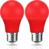 EvaStary LED Red Light Bulb 60W Equivalent, A19 LED E26 Base Red Color Light Bulbs, 9W Red LED Bulb For Halloween, Christmas Decoration, Party, Bars, Porch Lights, Holiday Mood Lighting, Pack Of 2