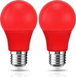 EvaStary LED Red Light Bulb 60W Equivalent, A19 LED E26 Base Red Color Light Bulbs, 9W Red LED Bulb For Halloween, Christmas Decoration, Party, Bars, Porch Lights, Holiday Mood Lighting, Pack Of 2