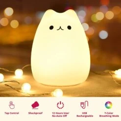 CUTE KITTY NIGHT LIGHT, GoLine Gifts For Women Teen Girls Baby,Night Lights For Kids Bedroom, Cute Christmas Kitty Silicone Nightlights For Children Toddler.(MULTICOLOR LIGHT) -Xmas Lighting Shop 61fJldnlcaL. SL1500