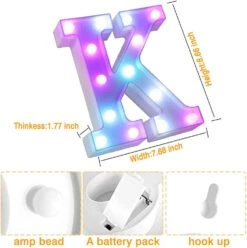 Marquee Light Up Letter Lights, Colorful With Remote Control 16 Color Change LED Letter Lights Sign For Party/Wedding/Home/Bar/Christmas Decoration(RGB Letter K) -Xmas Lighting Shop 61fb5aDxbRL. AC SL1000