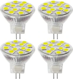 SANSUN 2.4W LED MR11 Light Bulbs, 12v 20w Halogen Replacement, Fiber Optics Christmas Tree Bulb, G4/GU4/GZ4 Bi-Pin Base, Daylight White 4000K, Non-Dimmable, (Pack Of 4)