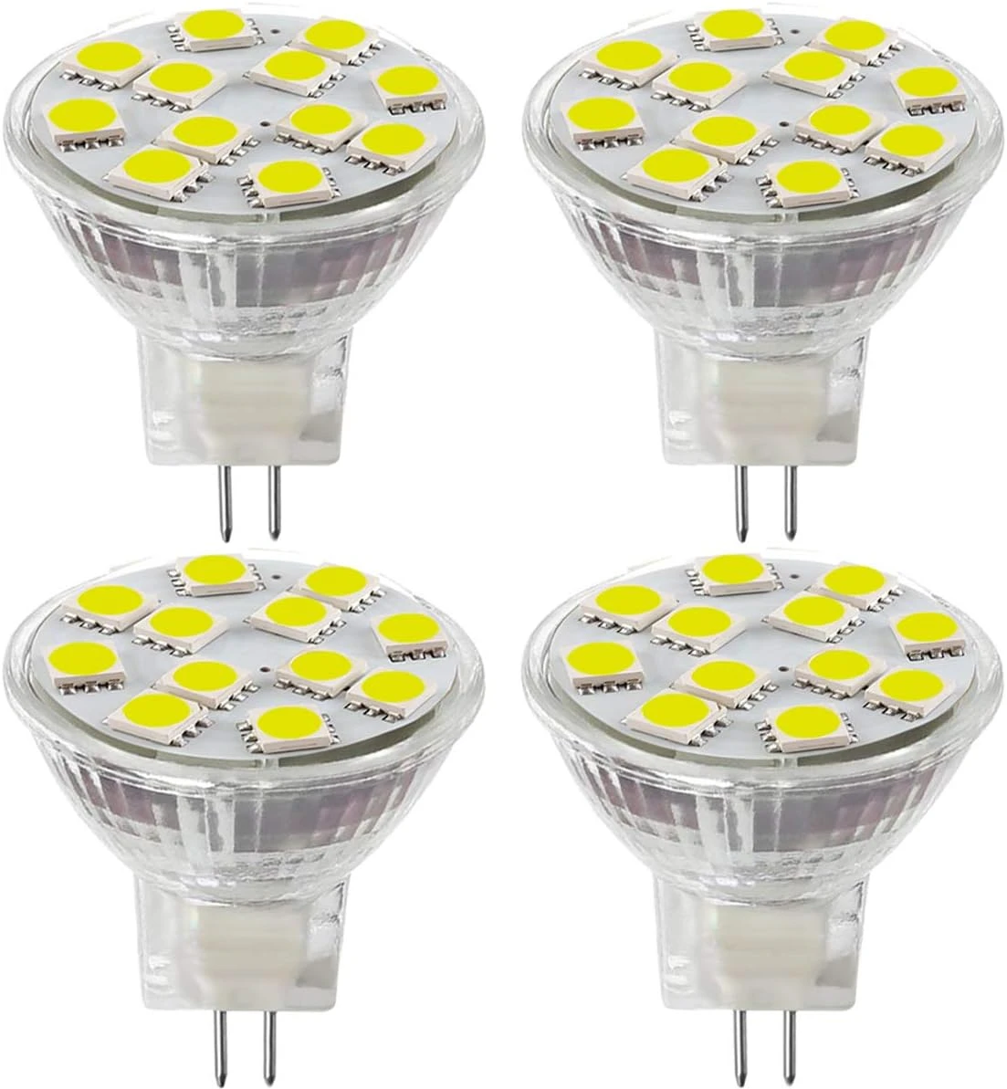 SANSUN 2.4W LED MR11 Light Bulbs, 12v 20w Halogen Replacement, Fiber Optics Christmas Tree Bulb, G4/GU4/GZ4 Bi-Pin Base, Daylight White 4000K, Non-Dimmable, (Pack Of 4) 1 SANSUN 2.4W LED MR11 Light Bulbs, 12v 20w Halogen Replacement, Fiber Optics Christmas Tree Bulb, G4/GU4/GZ4 Bi-Pin Base, Daylight White 4000K, Non-Dimmable, (Pack Of 4)