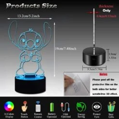 LOUHH Stitch Night Lights, Stitch Gifts - 3D LED Intelligent Remote Control 16-Color Stitch Light For Children's Room Decoration, Christmas Gifts, Children's Day Gift -Xmas Lighting Shop 61fgACNgs1L. AC SL1000