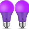 Energetic A19 Purple Light Bulb, 3W Equivalent 40W, E26 Base Non-dimmable LED Bulb For Christmas Halloween Party Decoration, Home And Holiday Lighting, UL Listed, 2 Pack