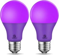 Energetic A19 Purple Light Bulb, 3W Equivalent 40W, E26 Base Non-dimmable LED Bulb For Christmas Halloween Party Decoration, Home And Holiday Lighting, UL Listed, 2 Pack