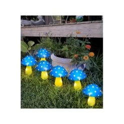 Abkshine 6-Pack Blue Solar Garden Lights, Solar Powered Mushroom Stake Lights For Outdoor Yard Decor, Waterproof Garden Ornaments For Backyard Lawn Deck Landscape Fence Christmas Halloween Decorations -Xmas Lighting Shop 61gLpcP8R L. AC SR10001000