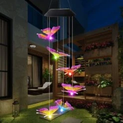 Butterfly Solar Light, Epicgadget Solar Butterfly Wind Chime Color Changing Outdoor Solar Garden Decorative Lights For Walkway Pathway Backyard Christmas Decoration Parties (Purple Wing Tip Butterfly) -Xmas Lighting Shop 61gURfYDc9L. AC SL1000