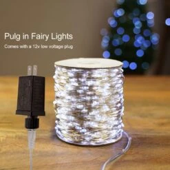 ZELUXDOT Cool White Fairy Lights 100FT Long Plug In LED Silver Wire String Lights 300 LED 8 Modes For Wedding Indoor Outdoor Christmas Tree Patio Porch Garden Decoration -Xmas Lighting Shop 61gf6weHIXL. AC SL1001