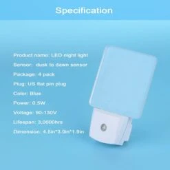 Blue Led Night Light Plug In, 4 Pack Dusk To Dawn Blue Night Light, Auto ON Off, 0.5W Suitable For Bathroom, Hallway, Nursery, Bedroom, Stairs, Kitchen, Adults, Kids, Halloween, Christmas Decor 11 Blue Led Night Light Plug In, 4 Pack Dusk To Dawn Blue Night Light, Auto ON Off, 0.5W Suitable For Bathroom, Hallway, Nursery, Bedroom, Stairs, Kitchen, Adults, Kids, Halloween, Christmas Decor -Xmas Lighting Shop 61h0cFbEz8L. AC SL1500