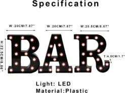 OYCBUZO Black Bar Sign, Marquee Light Up Letters LED Marquee Number Lights Sign For Night Light Home Bar Christmas Lamp Birthday Party Wedding Decoration-BAR -Xmas Lighting Shop 61hD4ujGEJL. AC SL1500