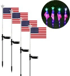 4PCS Christmas American Flag Lights 4th Of July Solar Patriotic Lawn Light, Garden Stake Light LED Landscape Light Pathway Light For Independence Day Memorial Day Decor(Color Changing-Star) -Xmas Lighting Shop 61i8W4av8dL. AC SL1500