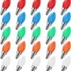 C7 Christmas Replacement Bulbs, 25 Pack Multicolor Ceramic Light Bulbs For Christmas Outdoor Indoor String Lights, E12/C7 Base, 5 Watt