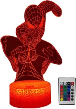 LEDERGO Superhero 3D Night Light,16 Colors Changing With Smart Touch & Remote Control Bedside Decor Lamp Christmas Birthday Gifts For Kids Boys Girls (Light_A)