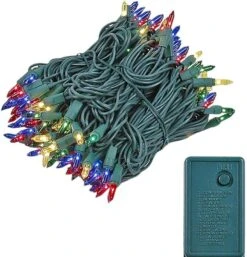 Novelty Lights 140 Light Chasing Patio Party Christmas Mini Light Set, Multi, Green Wire, 46.5' Long