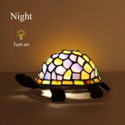 MOOVIEW Tiffany Lamp Stained Glass Tiffany Turtle Shaped Night Light LED Bulb Included(2700K, E12) Christmas Gift -Xmas Lighting Shop 61jy W5AZ2L. AC SL1500