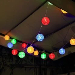ALLOMN Solar Lantern String Lights, 19.7ft 30LED Waterproof Garden Lantern, String Lights Fair Lights With Fabric Lantern Exterior And Interior Decoration For Christmas, Garden, Home, Yard (Colorful) -Xmas Lighting Shop 61k1twUPtPL. AC SL1000