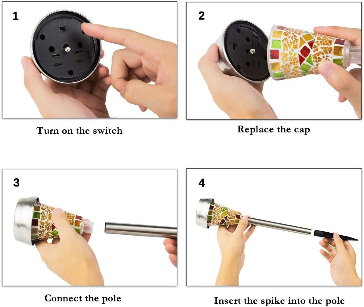 GIGALUMI Solar Garden Lights Outdoor, Halloween/Christmas Decorations Outdoor, Mosaic LED Solar Yard Lights 3 Color, Pathway Landscape Lighting For Path, Walkway, Driveway, Patio And Yard 4 GIGALUMI Solar Garden Lights Outdoor, Halloween/Christmas Decorations Outdoor, Mosaic LED Solar Yard Lights 3 Color, Pathway Landscape Lighting For Path, Walkway, Driveway, Patio And Yard - Image 4