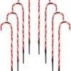 YOLUXZM 17" Christmas Candy Cane Lights - 8 Packs Classic Red And White Candy Cane Lights Outdoor Pathway Markers Christmas Decorations(Red Bulbs)