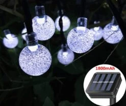 SPLOcolor Solar String Lights Outdoor, 20ft Waterproof 30 LEDs 8 Modes Crystal Globe Solar String Fairy Lights Backyard Patio Christmas Lights For Holiday Party Gardens Backyard Wedding (White) -Xmas Lighting Shop 61kzX93ivFL. AC SL1132