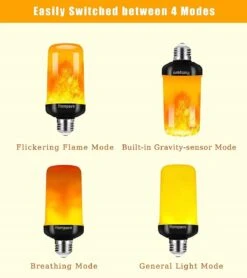 Hompavo 【Upgraded】 LED Flame Light Bulbs, 4 Modes Flickering Light Bulbs With Upside Down Effect, E26/E27 Base Flame Bulb For Halloween, Christmas, Party, Indoor And Outdoor Home Decoration (2 Pack) -Xmas Lighting Shop 61laPofu8fL. AC SL1500